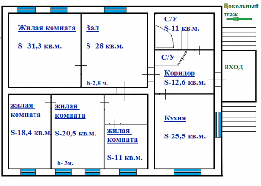 Адрес: ул. Каспийская, дом 9, Площадь дома: 274 м<sup>2</sup>, Площадь участка: 6 соток, Район: Советский