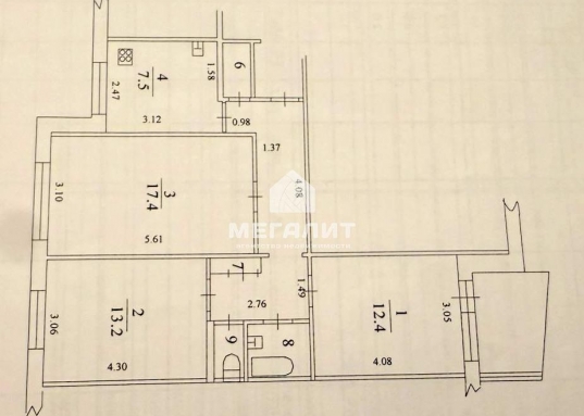 Адрес: ул. Адоратского, дом 28, Количество комнат: 3, Общая площадь: 68.1 м<sup>2</sup>, Жилая площадь: 40 м<sup>2</sup>, Площадь кухни: 8 м<sup>2</sup>, Этаж: 8/9, Тип дома: Панельный, Район: Ново-Савиновский