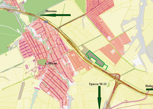 Первая линия М-7, 14га промышленного использования